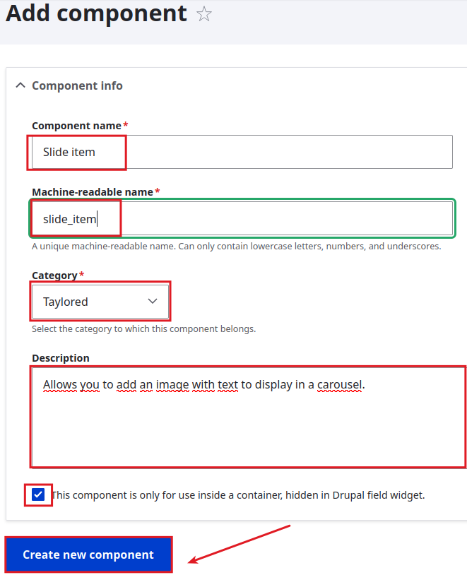 add slide item component