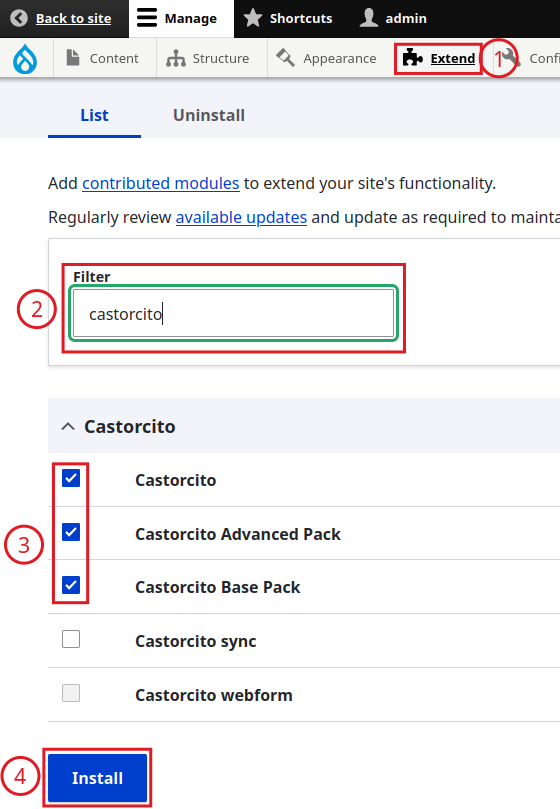 installing castorcito